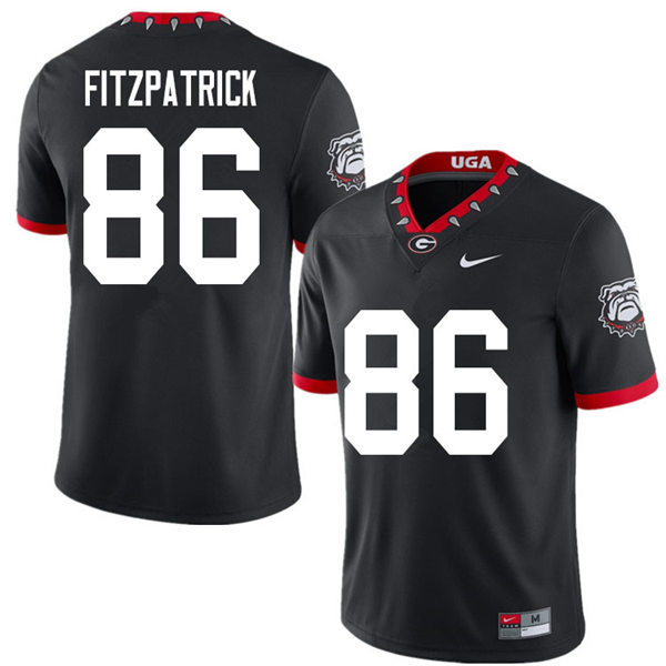 Mens Georgia Bulldogs #86 John FitzPatrick Stitched Nike Black Alternate Mascot 100th Anniversary College Football