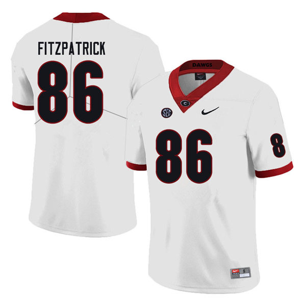 Mens Georgia Bulldogs #86 John FitzPatrick Stitched Nike White Foootball Jersey