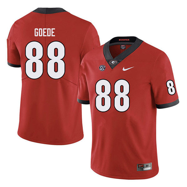 Mens Georgia Bulldogs #88 Ryland Goede Stitched Nike Red Home Game Football jersey