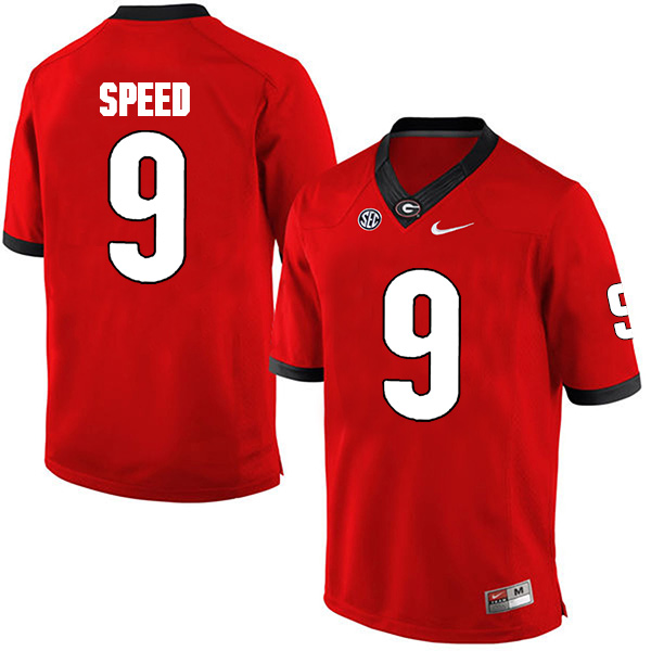 Mens Georgia Bulldogs #9 Ameer Speed Stitched Nike Red Home Game Football jersey