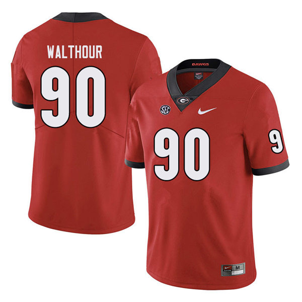 Mens Georgia Bulldogs #90 Tramel Walthour Nike Red Home College Football Game jersey