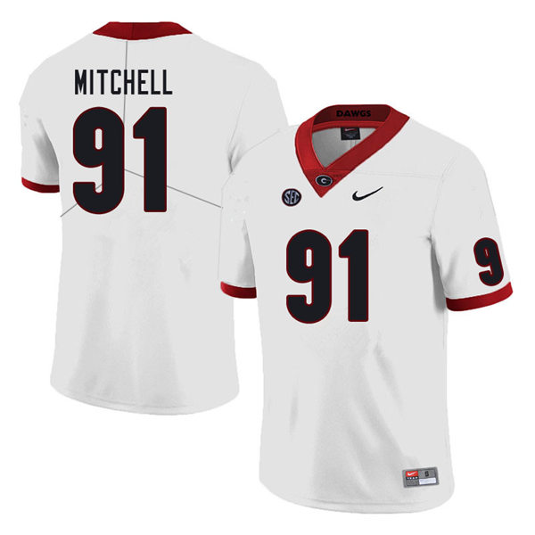 Mens Georgia Bulldogs #91 Tymon Mitchell Nike White College Football Game jersey