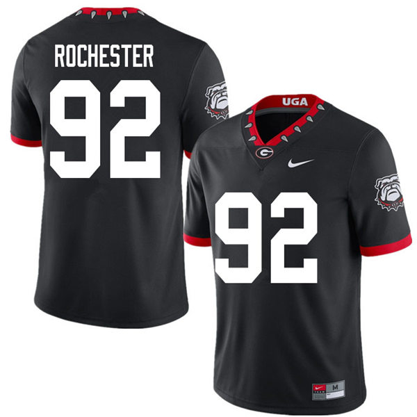 Mens Georgia Bulldogs #92 Julian Rochester Stitched Nike Black Alternate Mascot 100th Anniversary College Football
