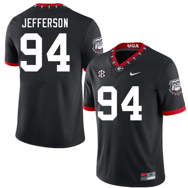 Mens Georgia Bulldogs #94 Jonathan Jefferson  Nike 2020 Black College Foootball Game Jersey