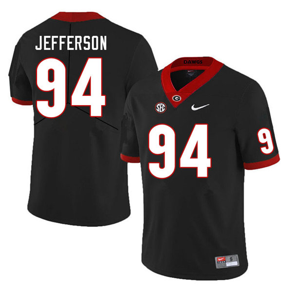 Mens Georgia Bulldogs #94 Jonathan Jefferson Nike Black Foootball Jersey