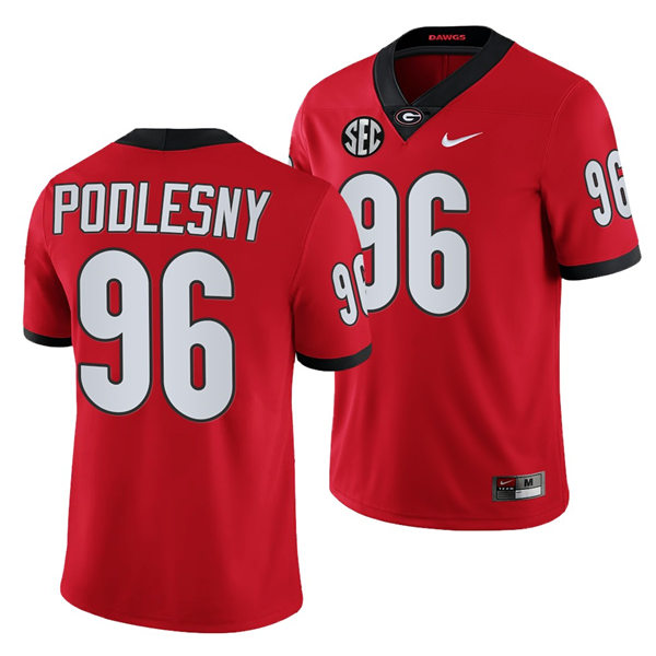 Mens Georgia Bulldogs #96 Jack Podlesny Nike Red Home College Football Game jerseys