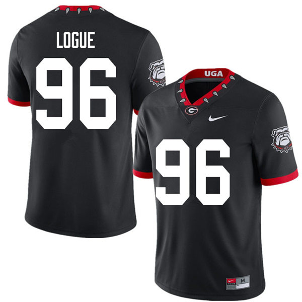 Mens Georgia Bulldogs #96 Zion Logue Stitched Nike Black Alternate Mascot 100th Anniversary College Football