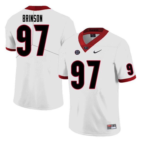 Mens Georgia Bulldogs #97 Warren Brinson Nike White College Football Game jersey