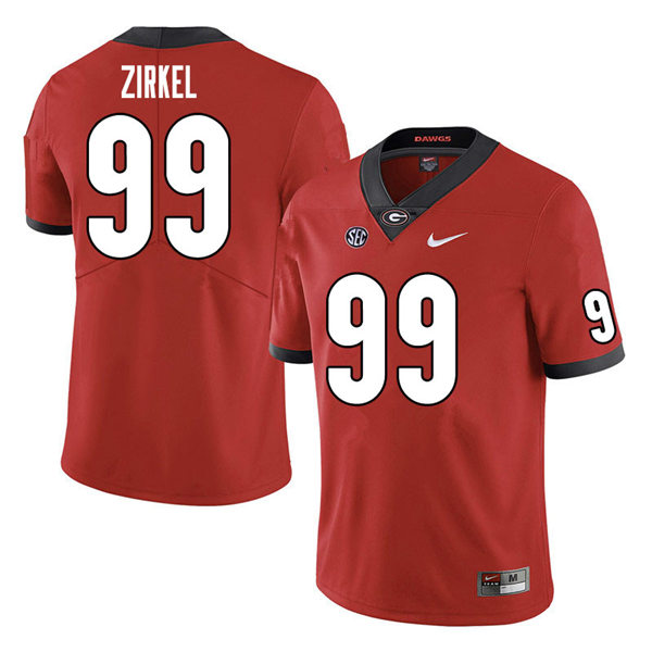 Mens Georgia Bulldogs #99 Jared Zirkel Nike Red Home College Football Game jersey