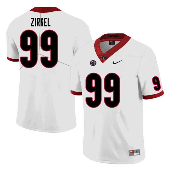 Mens Georgia Bulldogs #99 Jared Zirkel Nike White College Football Game jersey