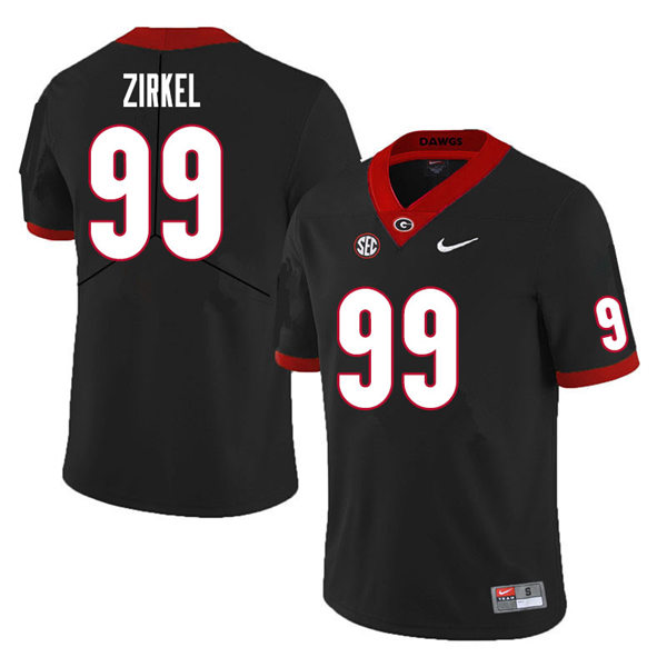 Mens Georgia Bulldogs #99 Jared Zirkel Stitched Nike Black Foootball Jersey