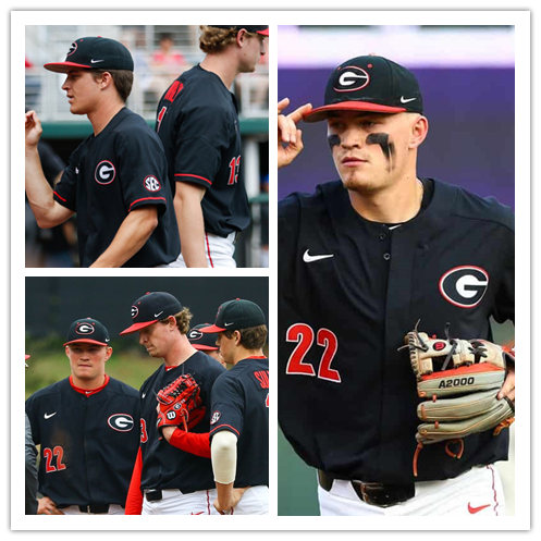 Mens Georgia Bulldogs Custom Cam Shepherd Ryan Lawlor Emerson Hancock Gordon Beckham Joshua Fields Rich Poythres Nike 2020 Black Baseball Jerseys