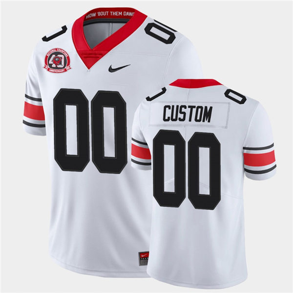 Mens Georgia Bulldogs Custom Nike 40th anniversary white alternate football jerseys