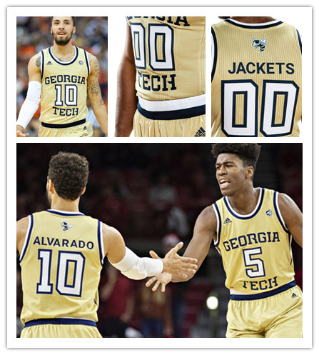 Mens Georgia Tech Yellow Jackets Custom John Salley Mark Price Rich Yunkus Roger Kaiser Adidas 2018 Yellow Georgia Tech Basketball Jersey