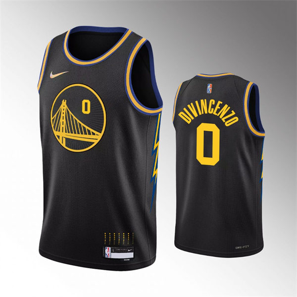 Mens Golden State Warriors #0 Donte DiVincenzo Black 2021-22 Diamond Nike City Edition Jersey