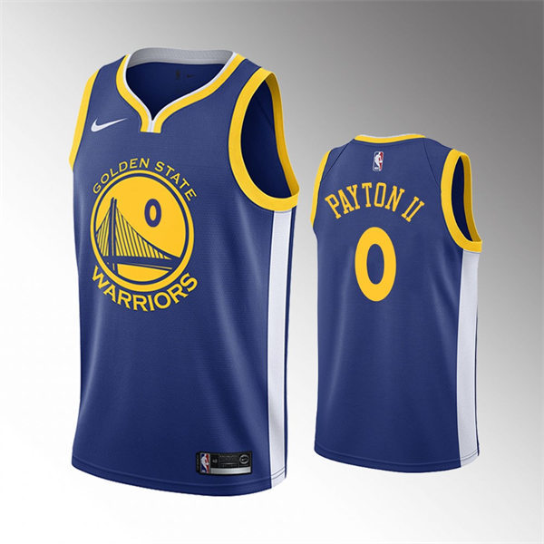 Mens Golden State Warriors #0 Gary Payton II Royal Diamond Badge 2021-22 Icon Edition Swingman Jersey