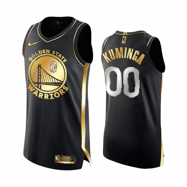Mens Golden State Warriors #00 Jonathan Kuminga 2021 Black Golden Edition Jersey
