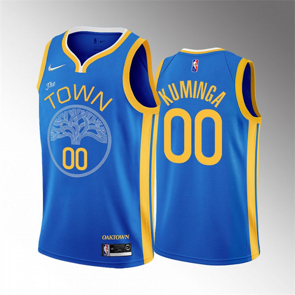 Mens Golden State Warriors #00 Jonathan Kuminga OAK Town 2022-23 Earned Edition Jersey Blue