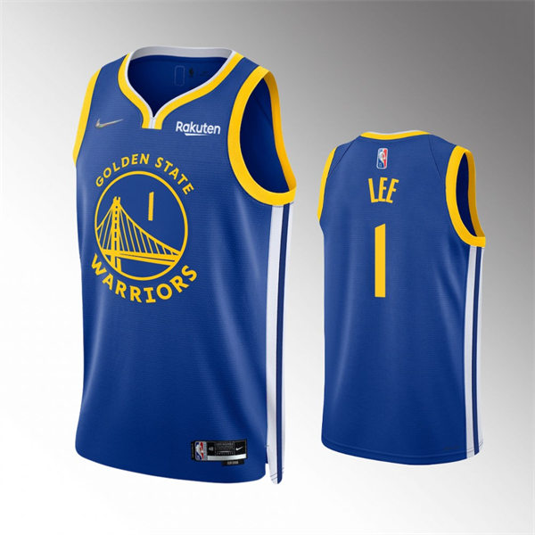Mens Golden State Warriors #1 Damion Lee Royal 2021-22 75th Anniversary Icon Edition Jersey