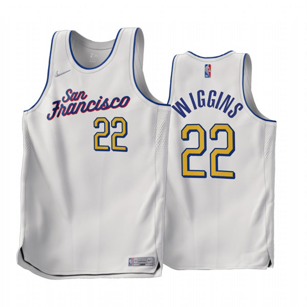 Mens Golden State Warriors #22 Andrew Wiggins 2022-23 White Earned Edition Jersey