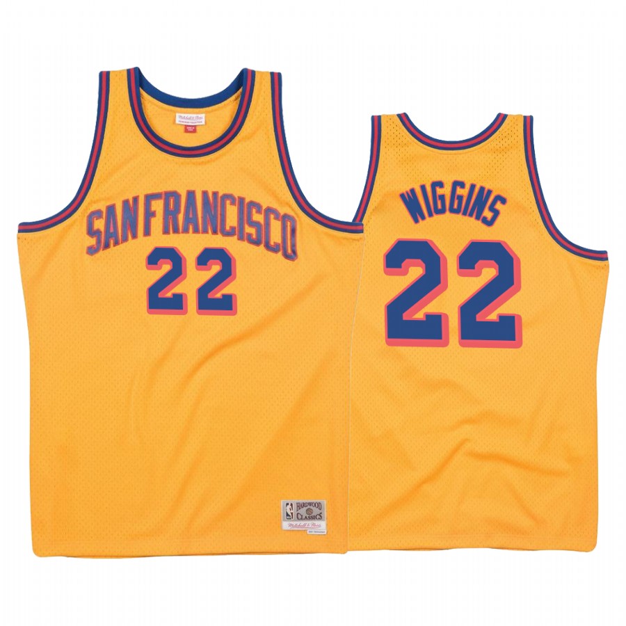 Mens Golden State Warriors #22 Andrew Wiggins Gold 1962-63 Hardwood Classics Jersey