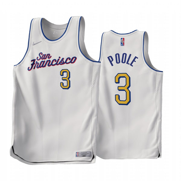 Mens Golden State Warriors #3 Jordan Poole 2022-23 White Earned Edition Jersey