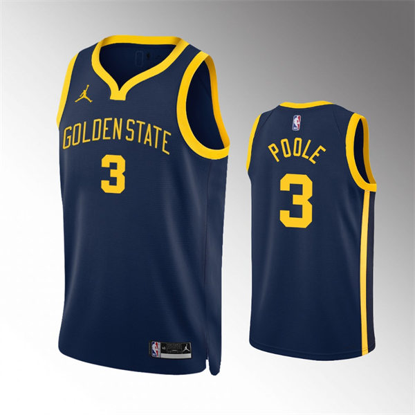 Mens Golden State Warriors #3 Jordan Poole Navy 2022-23 Statement Edition Swingman Jersey