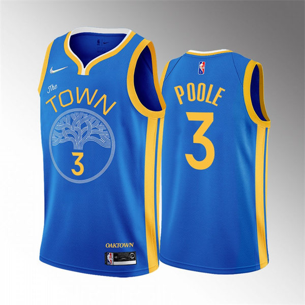 Mens Golden State Warriors #3 Jordan Poole OAK Town 2022-23 Earned Edition Jersey Blue