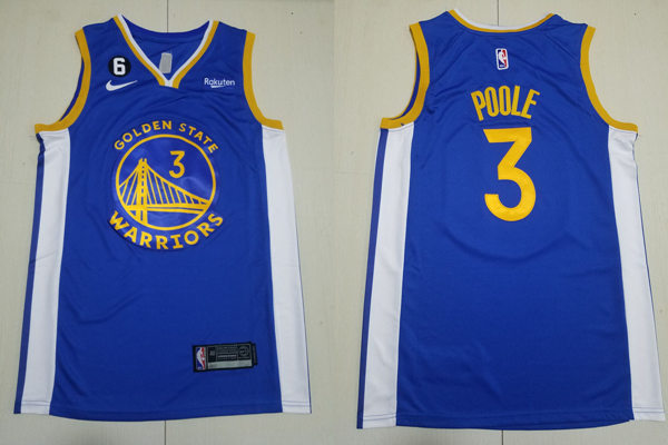 Mens Golden State Warriors #3 Jordan Poole Royal Icon Edition Swingman Jersey