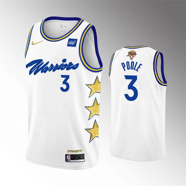 Mens Golden State Warriors #3 Jordan Poole White 2021-22 NBA Finals Championship Earned Edition Jersey