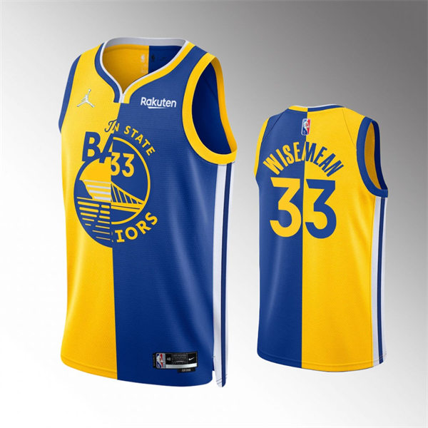 Mens Golden State Warriors #33 James Wiseman Gold Royal Split Edition Jersey