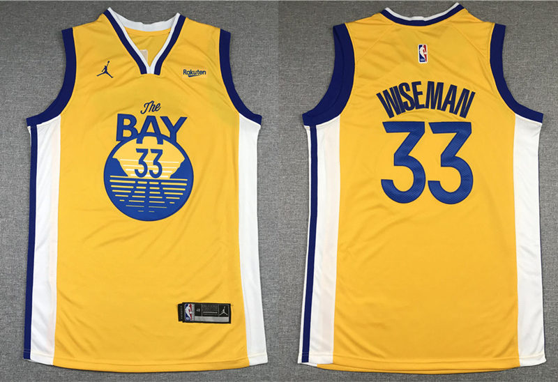 Mens Golden State Warriors #33 James Wiseman Jordan Brand Gold Statement Edition Finished Jersey