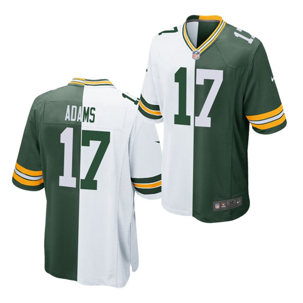 Mens Green Bay Packers #17 Davante Adams Nike White Green Split Two Tone Jersey