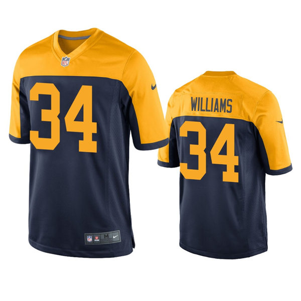 Mens Green Bay Packers #34 Dexter Williams Nike Navy Gold Throwback Limited Jersey