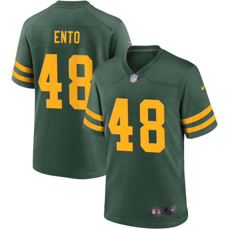 Mens Green Bay Packers #48 Kabion Ento Nike 2021 Green Alternate Retro 1950s Throwback Jersey