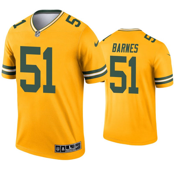 Mens Green Bay Packers #51 Krys Barnes Nike Gold Inverted Legend Jersey