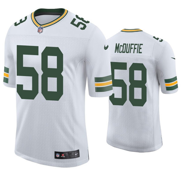 Mens Green Bay Packers #58 Isaiah McDuffie Nike White Vapor Limited Player Jersey