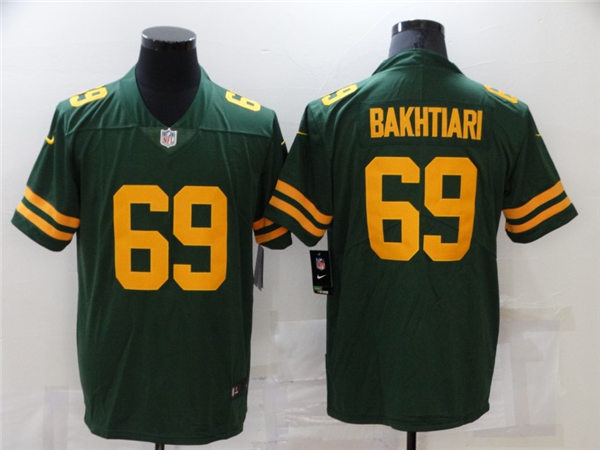 Mens Green Bay Packers #69 David Bakhtiari Nike 2021 Green Alternate Retro 1950s Throwback Uniforms Stitched Jersey
