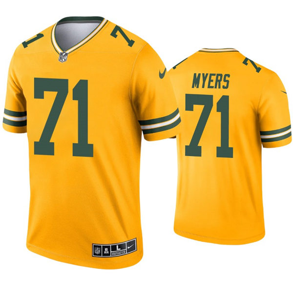 Mens Green Bay Packers #71 Josh Myers Nike Gold Inverted Legend Jersey