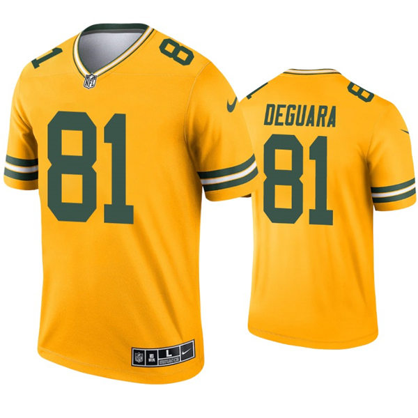 Mens Green Bay Packers #81 Josiah Deguara Nike Gold Inverted Legend Jersey