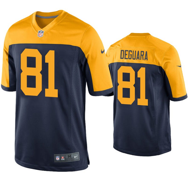Mens Green Bay Packers #81 Josiah Deguara Nike Navy Gold Throwback Limited Jersey