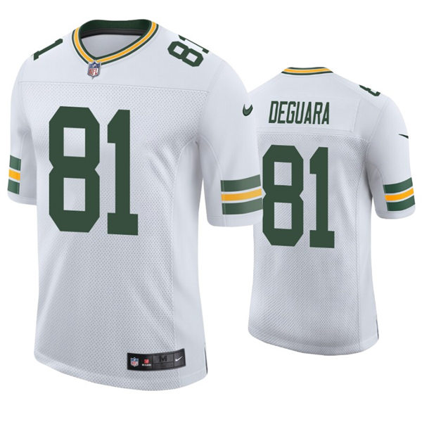 Mens Green Bay Packers #81 Josiah Deguara Nike White Vapor Limited Player Jersey