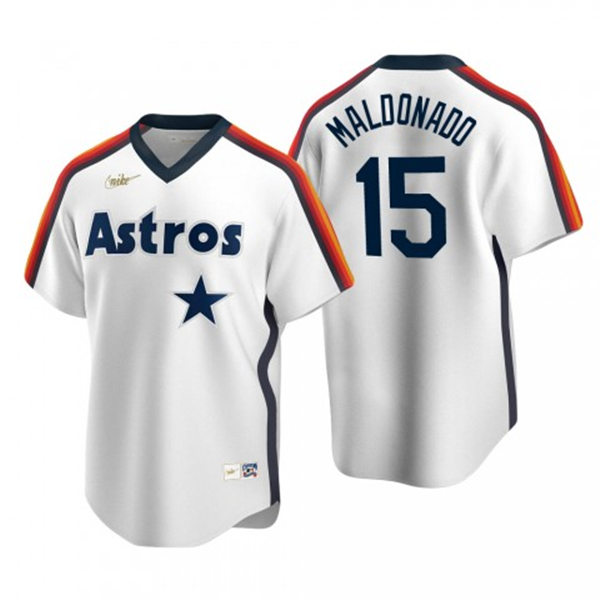 Mens Houston Astros #15 Martin Maldonado Nike White Cooperstown Collection V-Neck Jersey