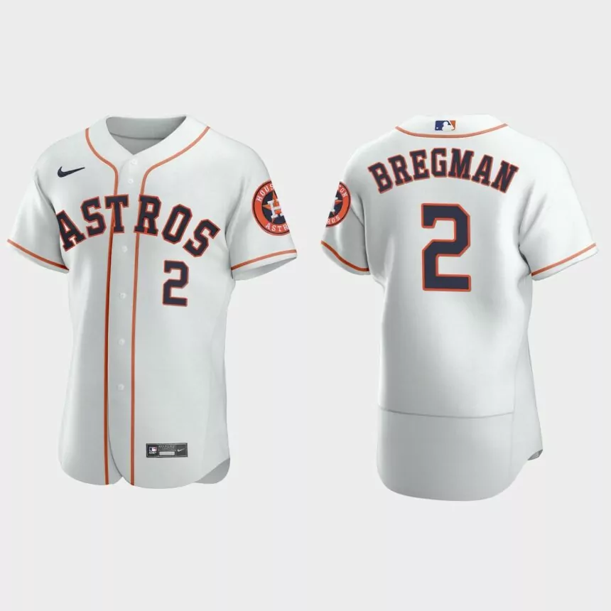 Mens Houston Astros #2 Alex Bregman White Authentic Jersey