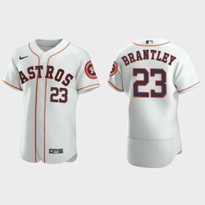 Mens Houston Astros #23 Michael Brantley White Authentic Jersey
