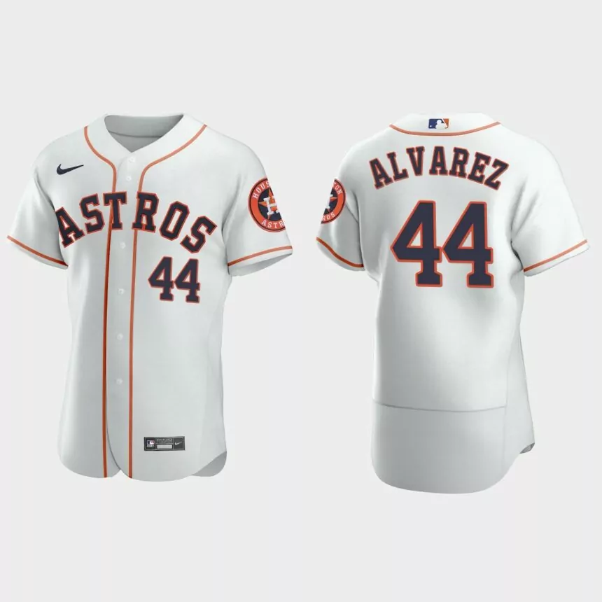 Mens Houston Astros #44 Yordan Alvarez White Authentic Jersey