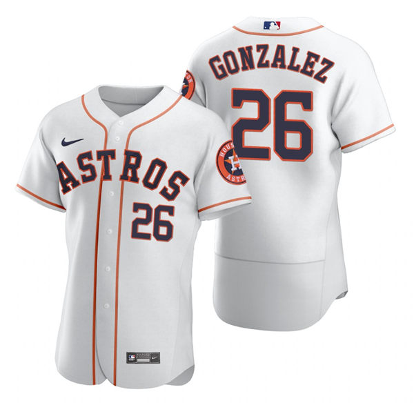 Mens Houston Astros Retired Player #26 Luis Gonzalez Nike White Home Flexbase Jersey