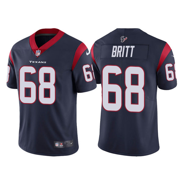 Mens Houston Texans #68 Justin Britt Nike Navy Vapor Limited Player Jersey