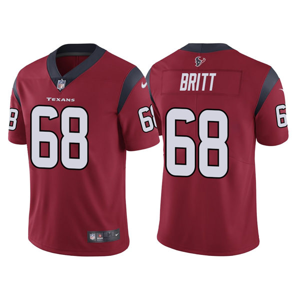 Mens Houston Texans #68 Justin Britt Nike Red Alternate Vapor Limited Player Jersey