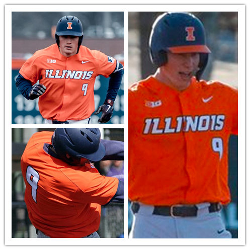 Mens Illinois Fighting Illini #9 Bren Spillane Nike Orange College Baseball Game Jersey